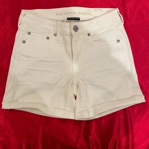 White AEO Midi Shorts